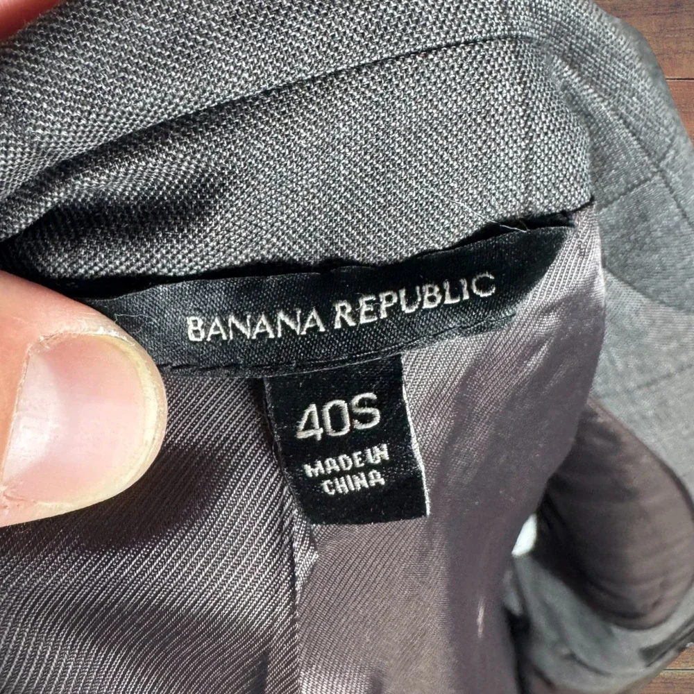 Banana Republic Men 40S‎ Slim Grey Plaid Marzotto Super 100s Wool Blazer 351342